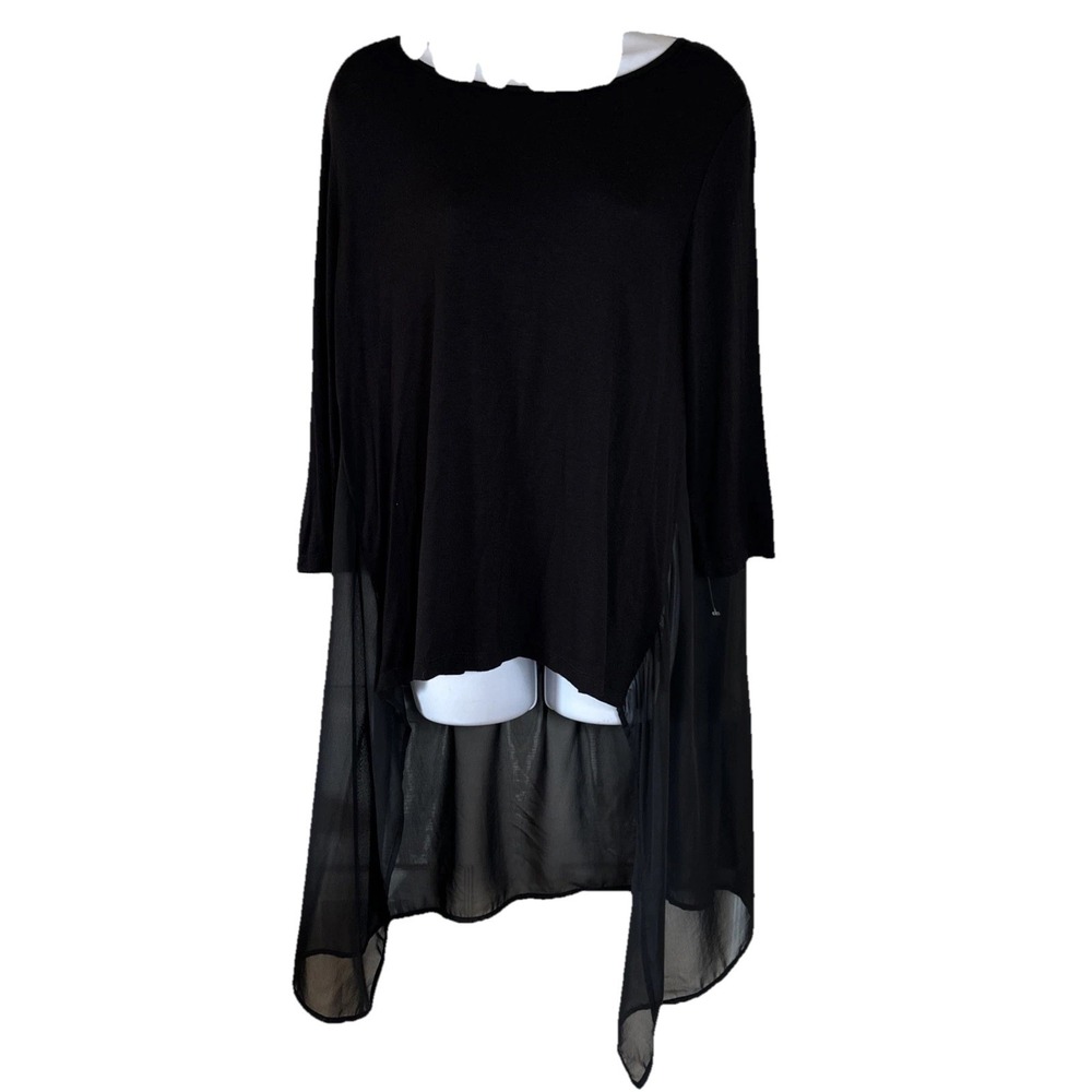 NEW Cha Cha Vente Black Tunic Sheer Chiffon Back Punk‎ Witchy Goth Medium